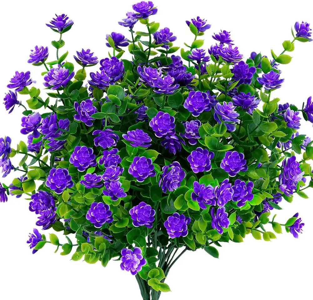 décoration extérieure bouquet artificiel fleurs simples feuilles vertes moderne blanc vert
