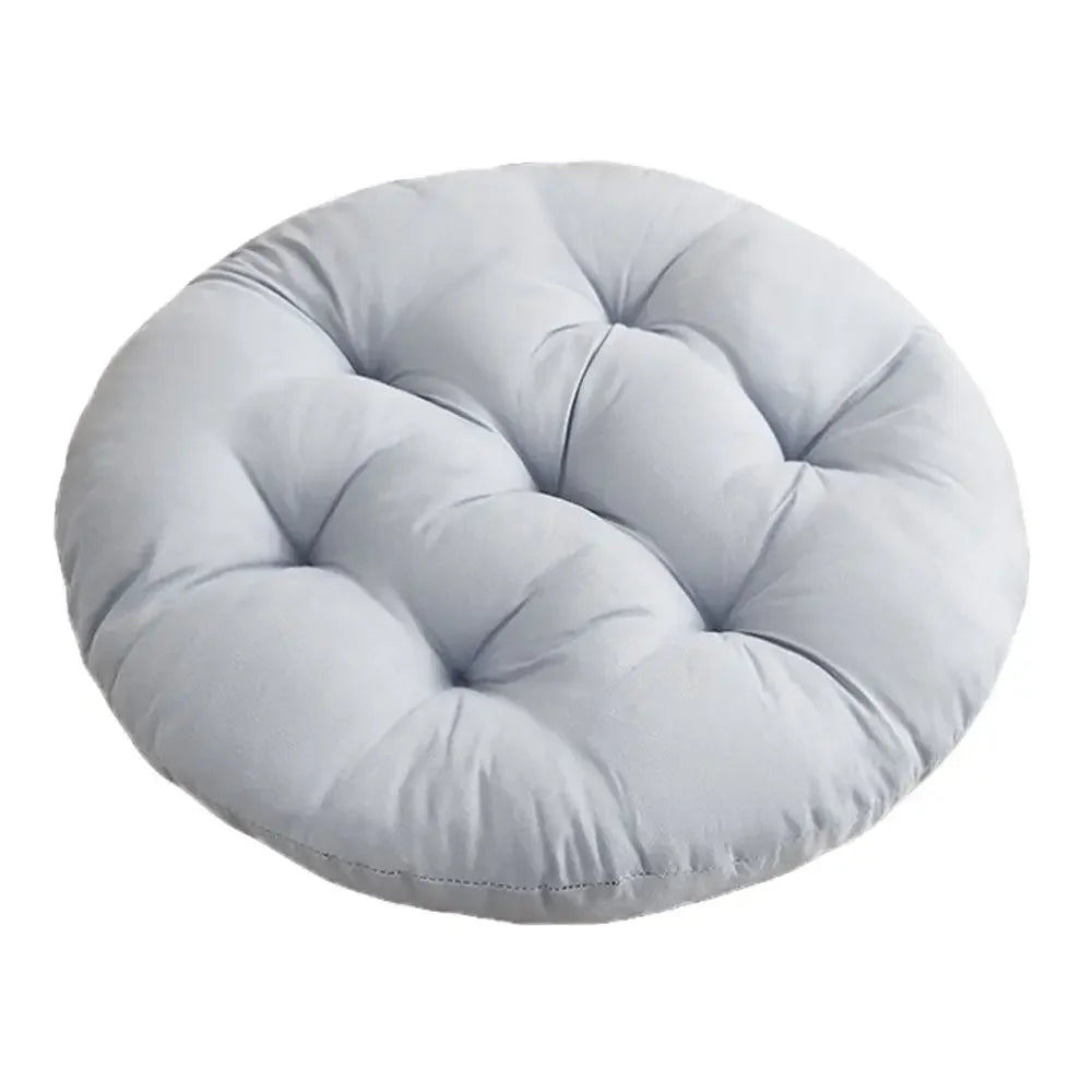 coussin rond doux uni moderne 40cm diamètre 6cm épais bleu clair rose pâle grisclair
