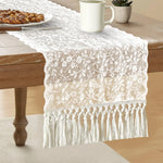 chemin table blanc broderie florale classique décoration table mariage maison rustique