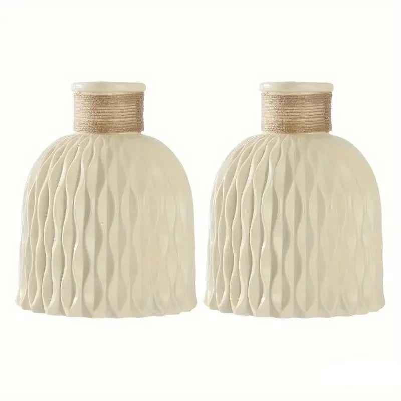 vase table moderne plastique blanc opaque tendance 12cm 14.5cm[arrangement floral incluse]