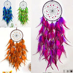 attrape rêves traditionnel plumes bleu vert orange violet décoration murale