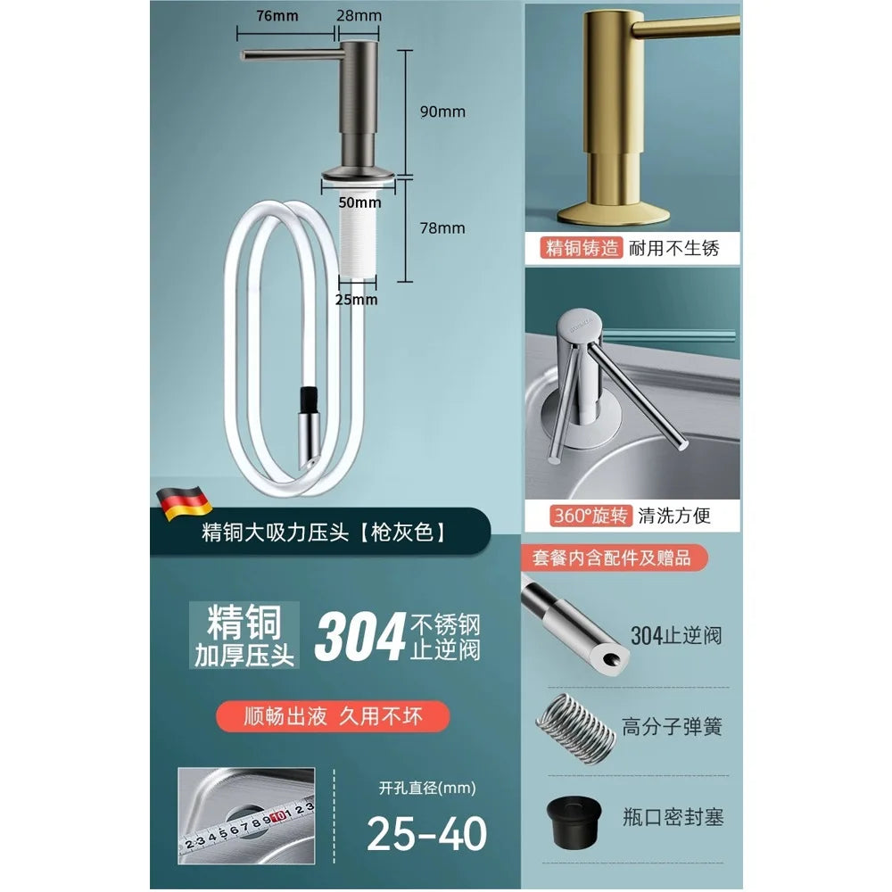 distributeur savon liquide argenté moderne tuyau flexible 120cm ouverture 25 40mm