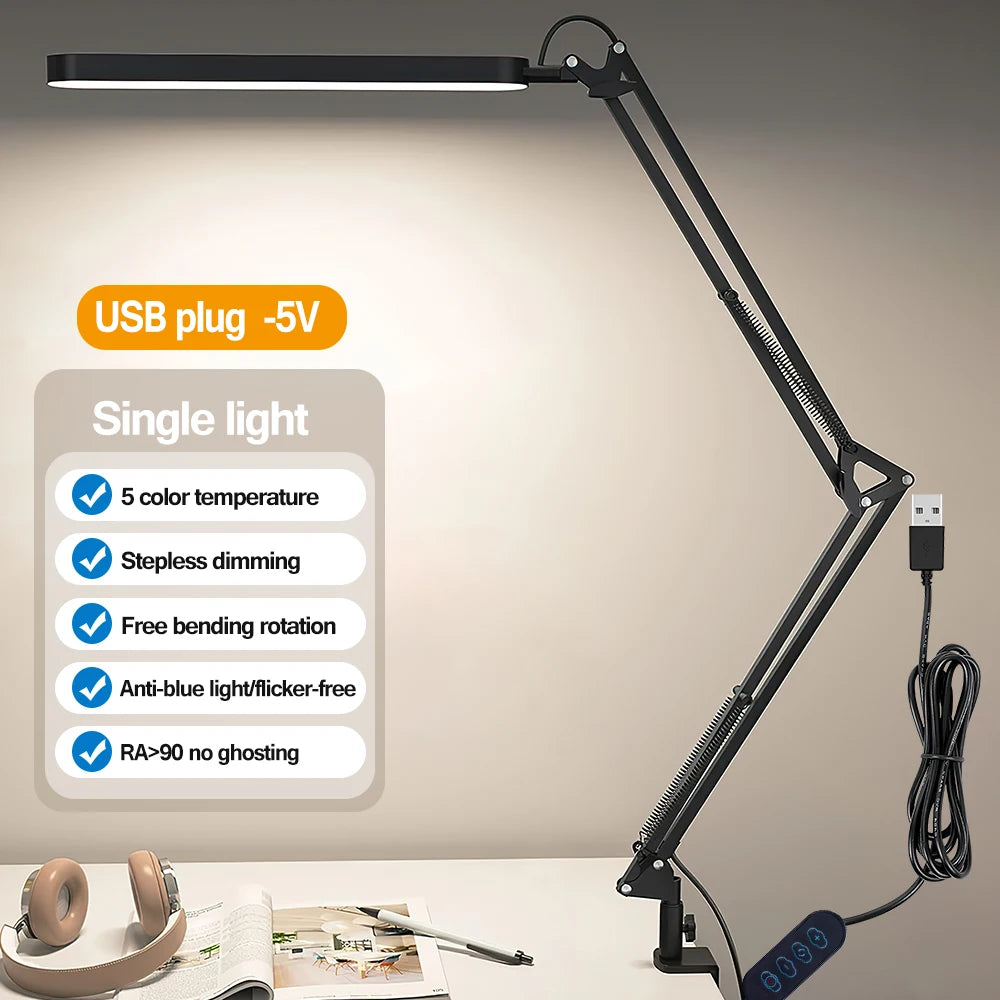 lampe led noir moderne interrupteur rotatif 168 leds clip absorption lumière contemporaine