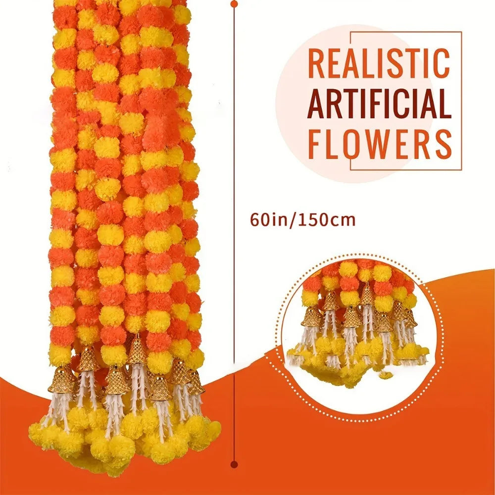 guirlande florale artificielle festives boules fleurs compactes couleurs vives indien festive ornement fête sans