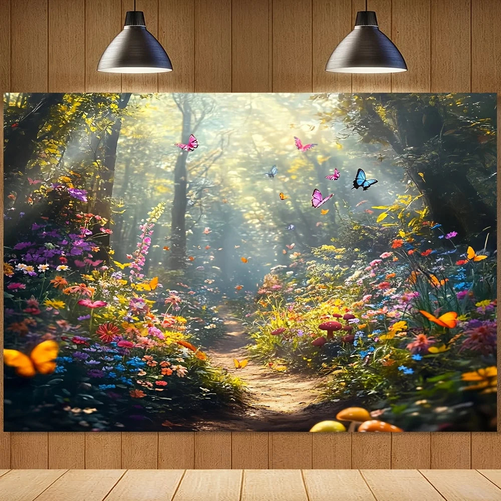 tapisserie murale décorative paysage magique papillon fleurs maison fantaisie salon chambre murale multicolore