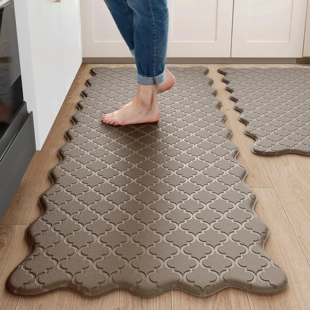 tapis cuisine noir motif géométrique moderne antidérapant sol durable imperméable gaufré festonné