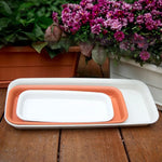 Pot de fleur rectangulaire en plastique prune avec plateau intégré