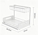 étagère rangement noir grille métallique moderne adhésive deux niveaux paniers latéraux cuisine salle bain