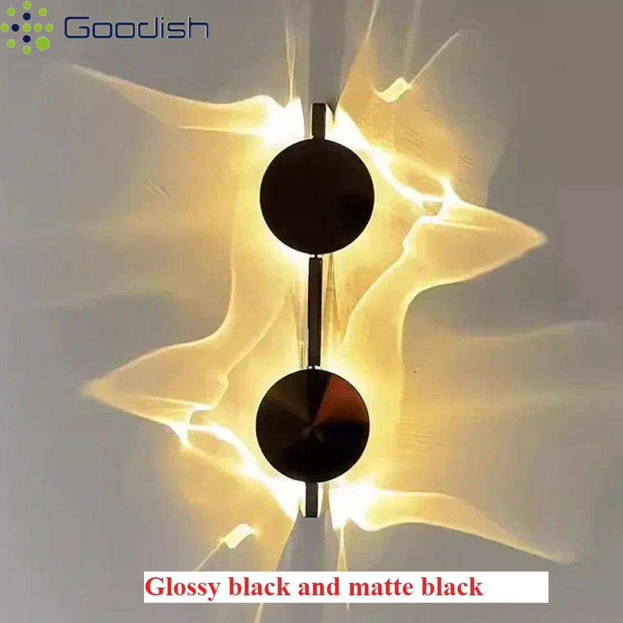 lampe murale contemporaine noir brillant noir mat texture ondulée translucide fixation chambre coucher decoration