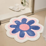 tapis bain antidérapant polyester motifs floraux moderne rose bleu vert jaune