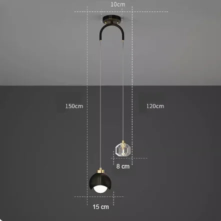 Suspension lumineuse moderne or blanc sphères translucides tiges métalliques minimaliste chambre salon