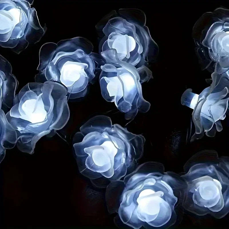 guirlande lumineuse solaire multicolore fleurs roses moderne 20 fleurs panneau solaire extérieur autonomes