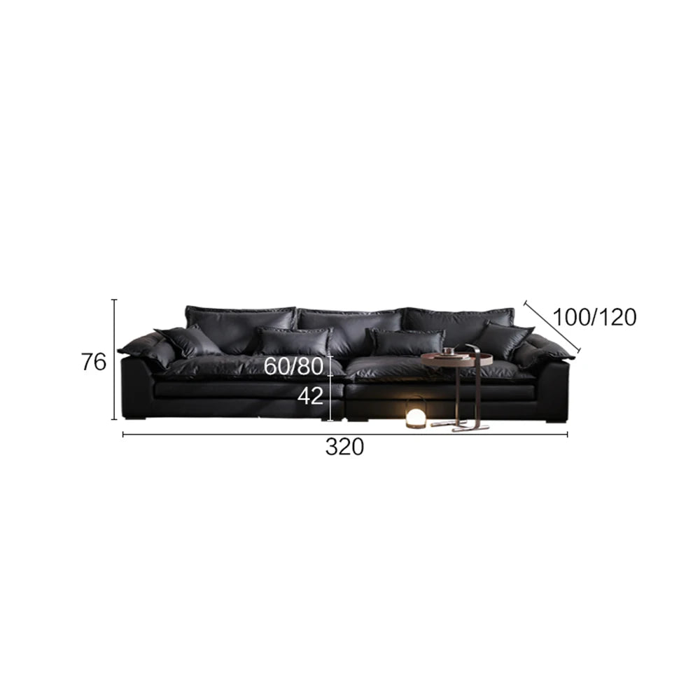 canapé d'angle simili cuir noir moderne salon scandinave minimaliste 2m 2.4m 3m