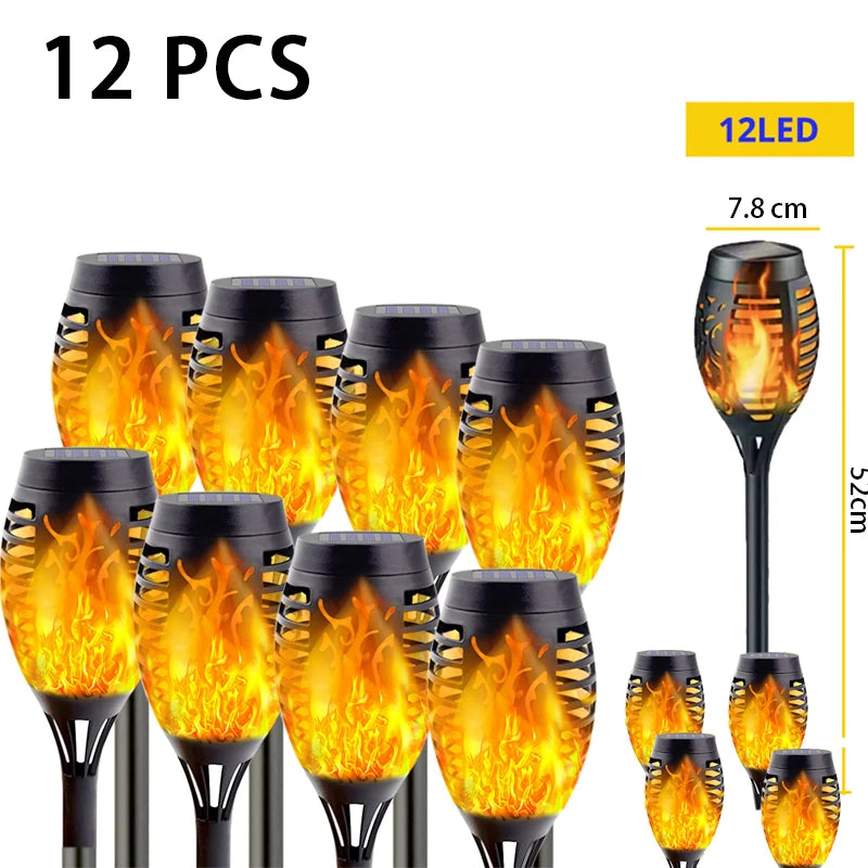 lampe solaire torche flamme artificielle moderne extérieure jardin pelouse tringle ip65 led 2492000lm abs