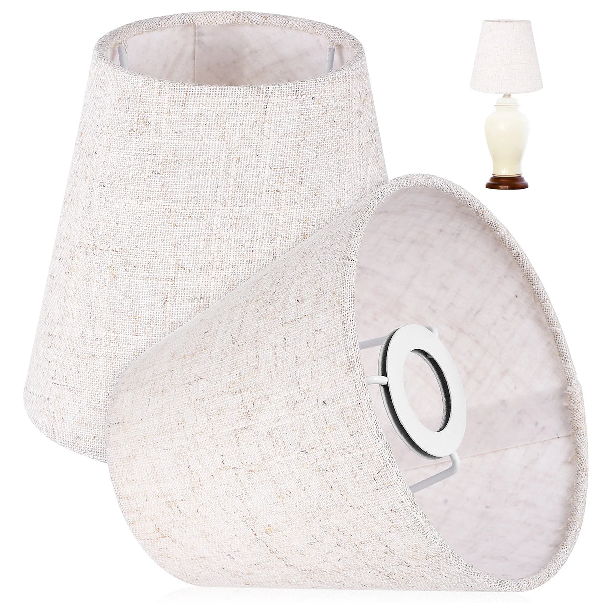 abat jour tissu lin naturel beige clair moderne accessoire éclairage table lamp shade replacement