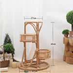 support plante tressé bois rustique conteneur fleur balcon salon naturel