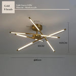 suspension lumineuse or blanc moderne sources lumineuses étoile lignes droites