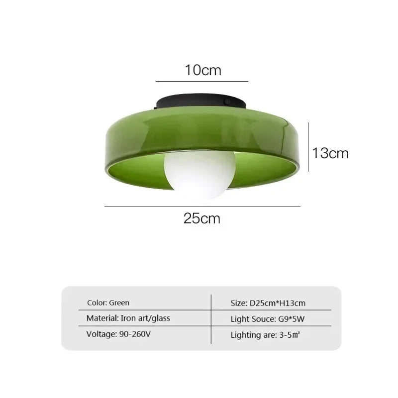 lampe moderne blanc vert jaune marron rond translucide adhésif ampoule G9 5W 25cm