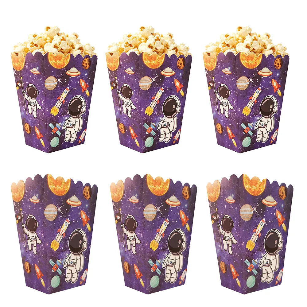 boîtes popcorn planètes assiettes gobelets serviettes nappe fête anniversaire enfant spatial astronautes