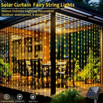 rideau lumineux led solaire multicolore festif cascade jardin fete deco vacancesextérieur moderne