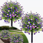 arbustes artificiels violettes blanches modernes décoration extérieure jardin véranda piquet fixationextérieurDecorationFleursArtificielles