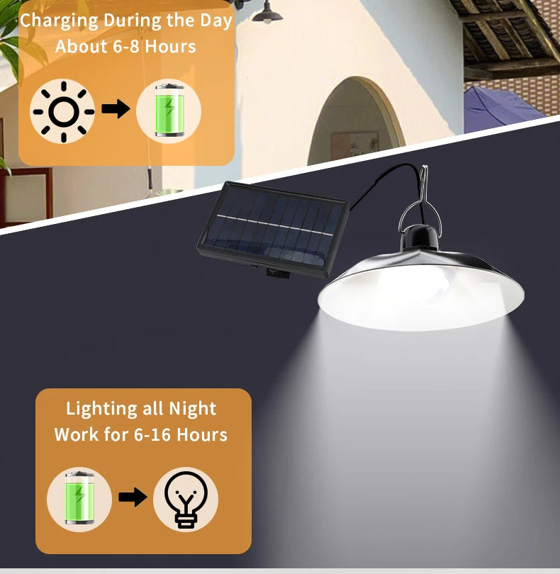 lampe solaire suspendue moderne noire télécommande panneau solaire ip65