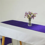 chemin table violet uni satin moderne décoration mariage fête anniversaire maison luxe chic