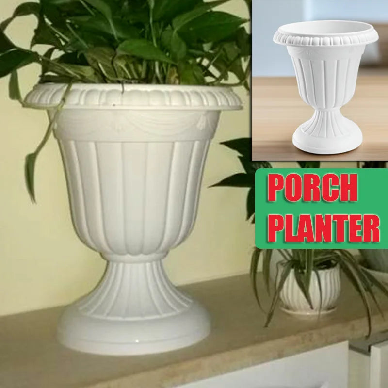 pots fleurs vintage blancs décoratifs extérieurs rangée verticale decor porches