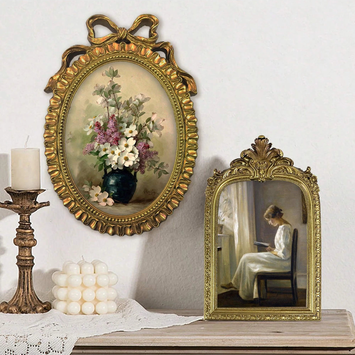 cadres decoratifs or noir classique baroque fleurs paysages portraits details floraux clips vases bougies