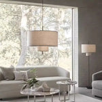 Suspension lumineuse moderne toile lin beige clair salon étude chambre lumière froide neutre chaude