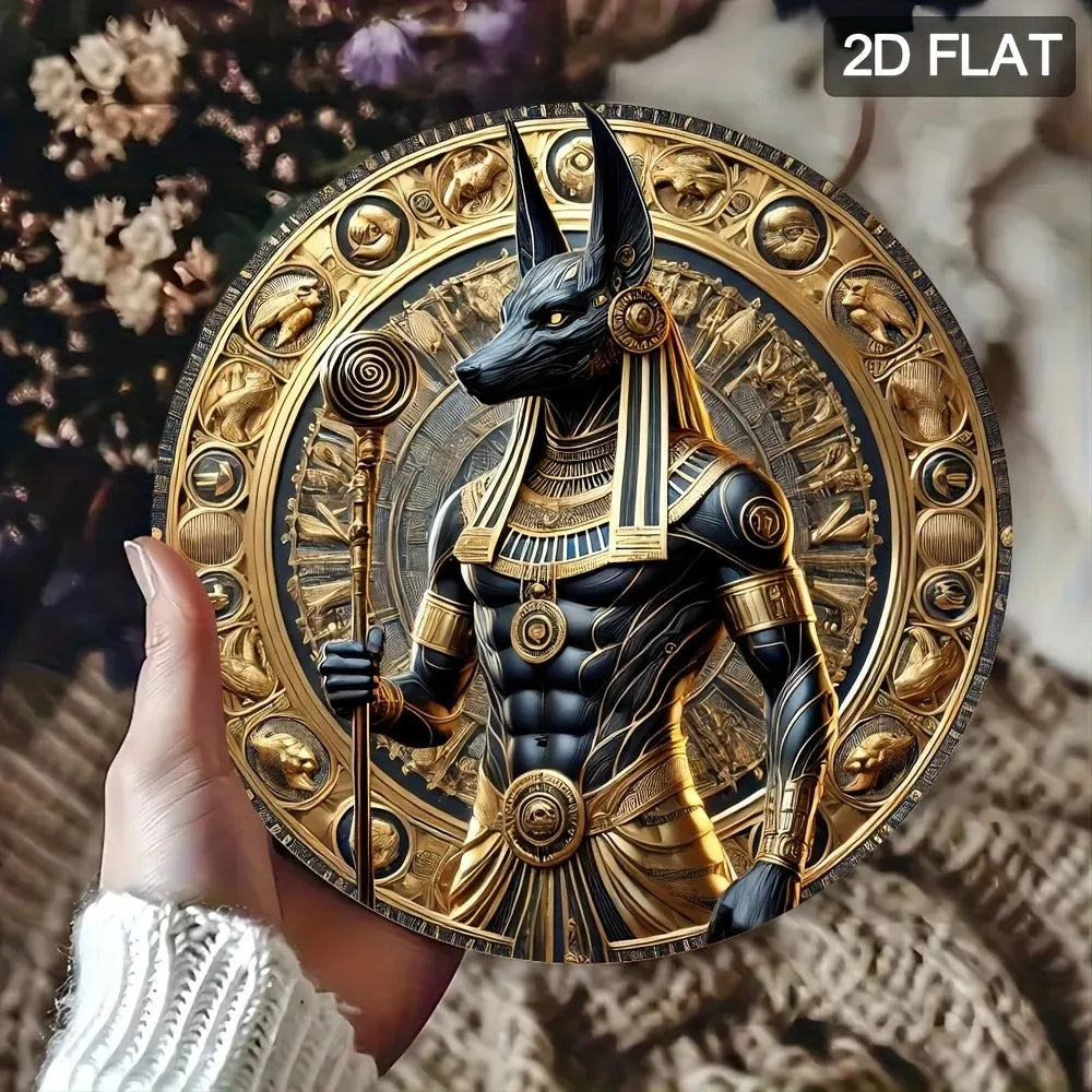 décoration murale égyptienne plaque noire dorée motifs géométriques anciens intérieur maison unique artistique