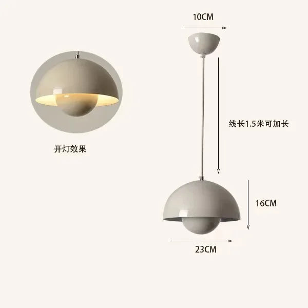 suspension lumineuse moderne sphérique métal jaune rose rouge vert beige doré