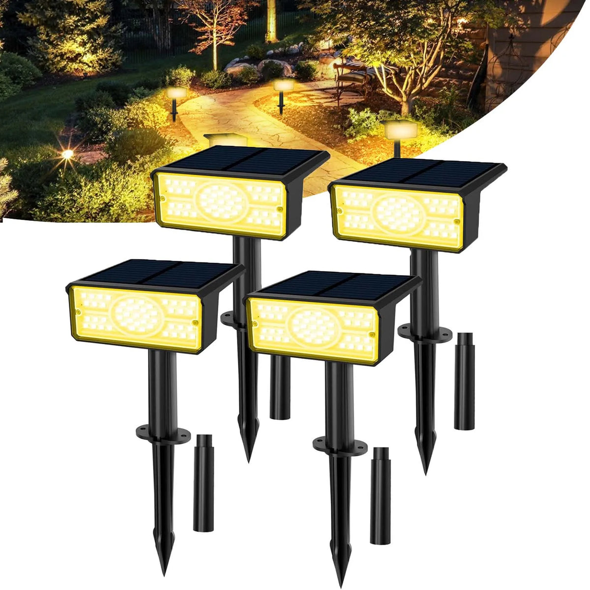lampe solaire moderne noire ip65 étanche extérieure jardin cour voie led rechargeable