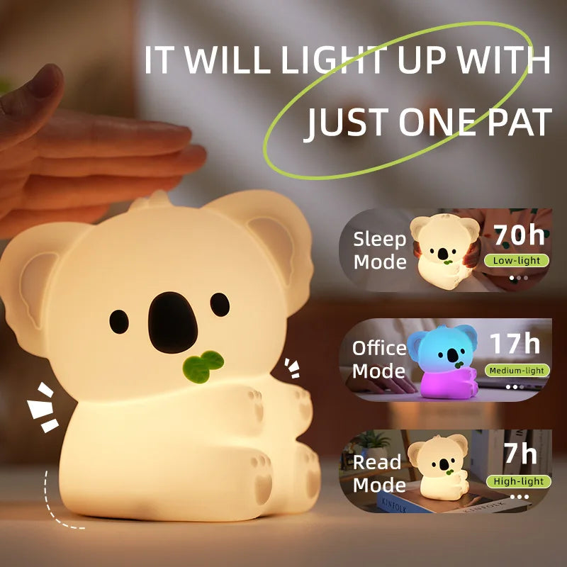 lampe nuit koala blanc mignon led rechargeable voice control 2000lm vacances chambre enfant
