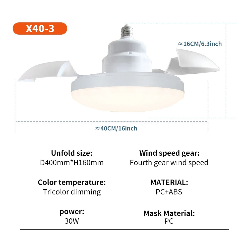 ventilateur blanc moderne led cristaux transparent télécommande chambre salle manger