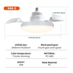 ventilateur blanc moderne led cristaux transparent télécommande chambre salle manger