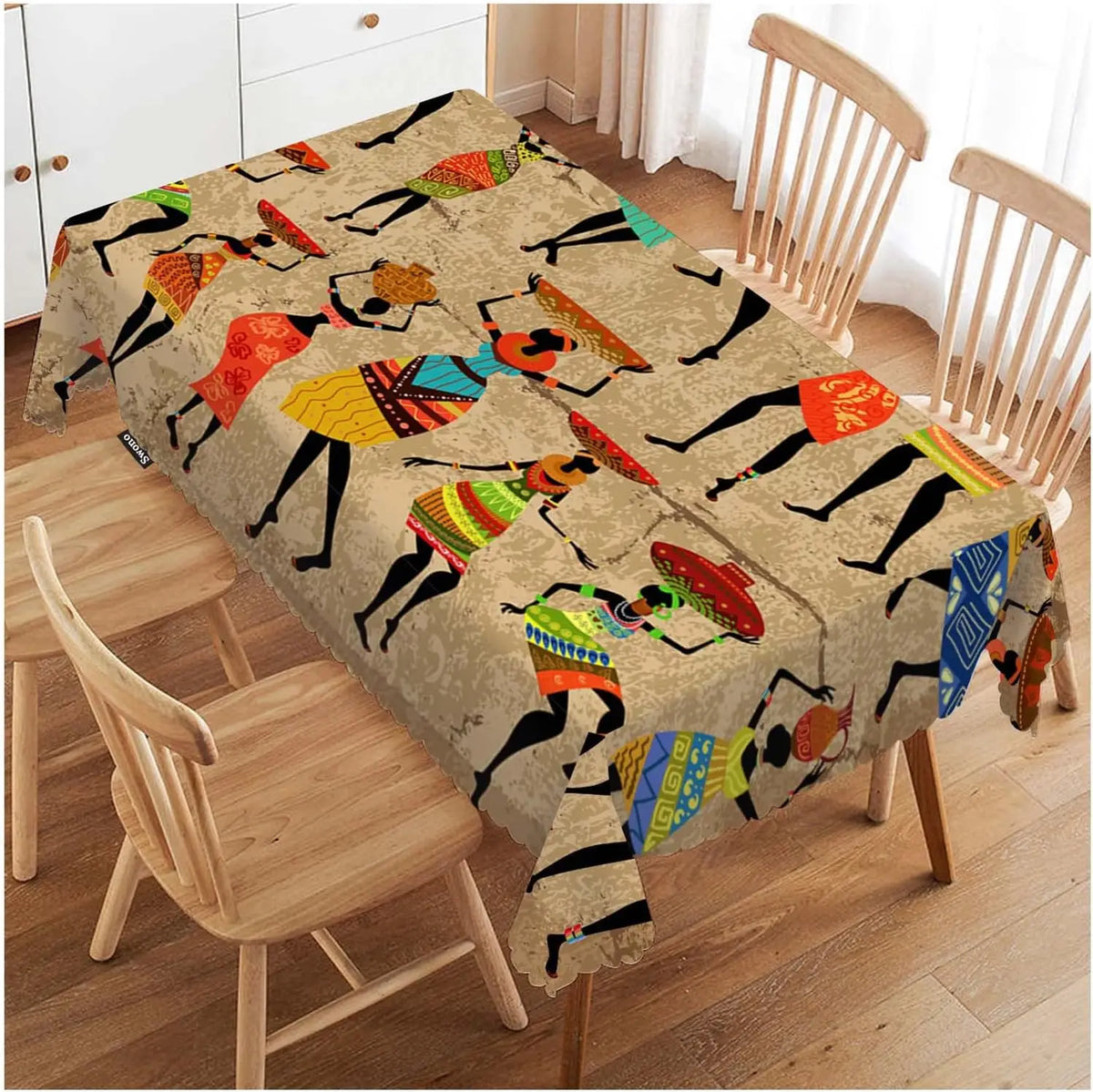 nappe table moderne ethnique motif géométrique couleur rouge verte bleue beige imperméable réutilisable