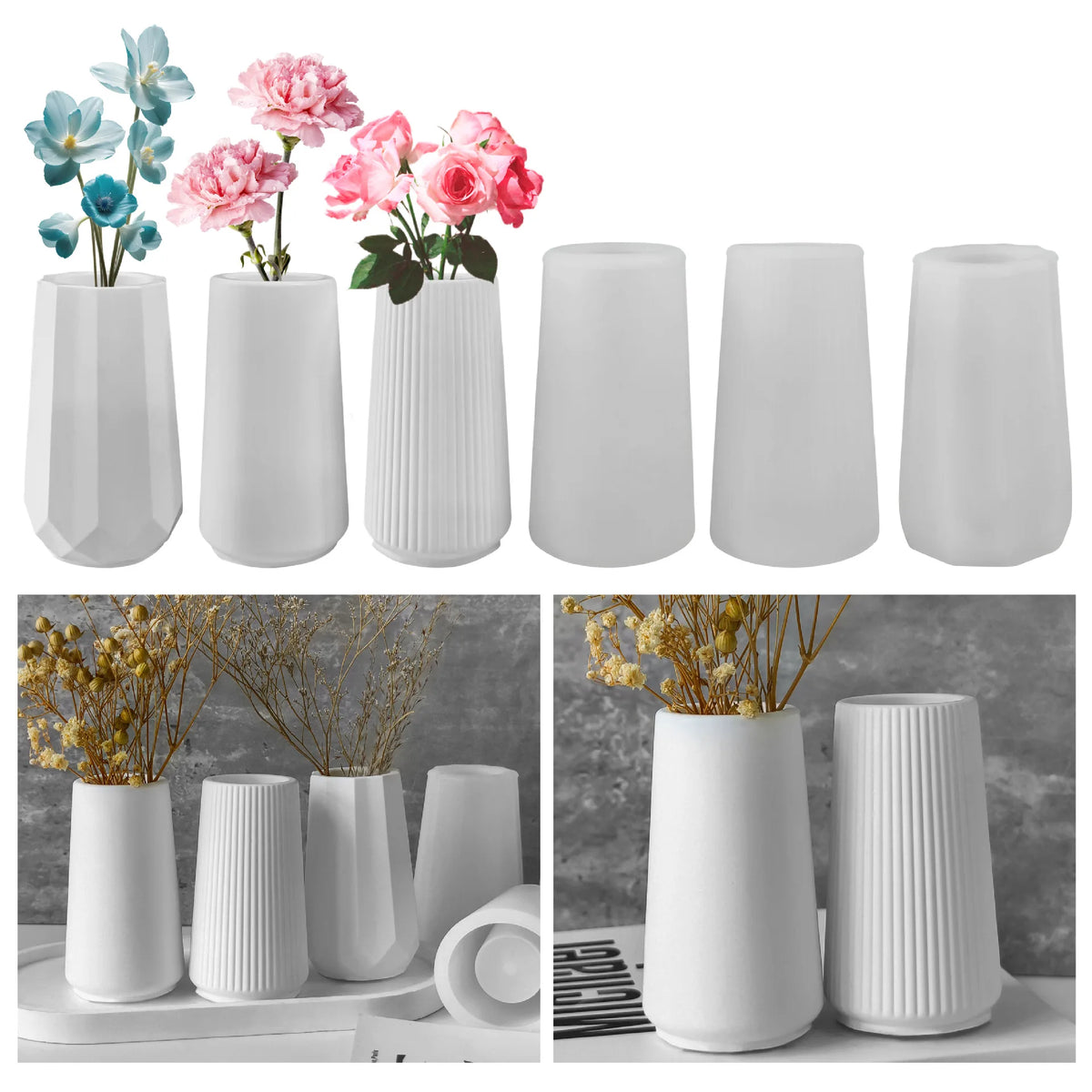 moulage silicone résine cristal goutte goutte vase décoratif moderne minimaliste fleur arrangement