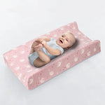 tapis changement bébé gris clair coeurs arc ciel cygnes élastiques moderne doux rose pâle