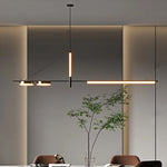 Suspension lumineuse moderne ligne épurée noir doré lumière blanche contemporaine élégante