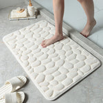 tapis bain antidérapant texture galet coton polyester moderne salle bain sol maison