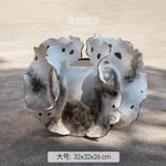 vase céramique moderne vert gris blanc texture coquille motifs floraux 32cm 26cm