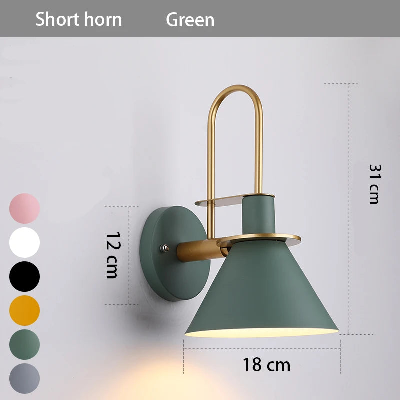 lampe murale moderne conique vis fixation noir blanc rose bleu marine jaune gris minimaliste