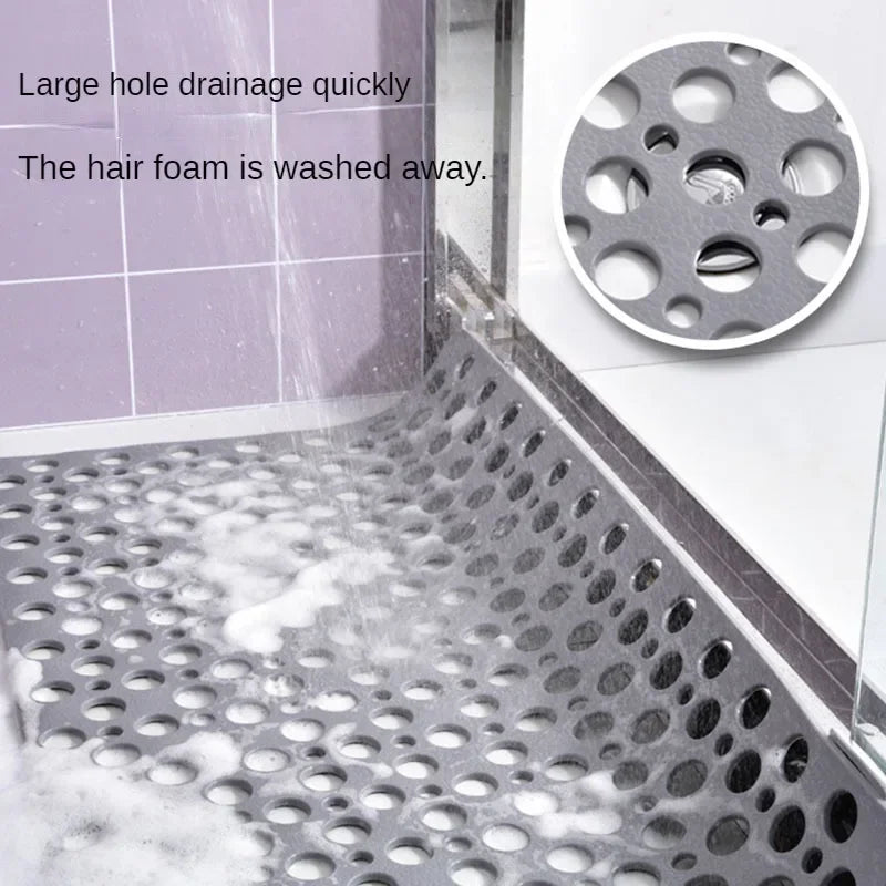 tapis bain antidérapant pvc tpe perforations ventouses moderne gris blanc