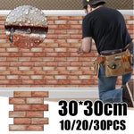 panneau décoratif mural brique rouge brun moderne 3d autocollant 30x30cm gris beige rustique