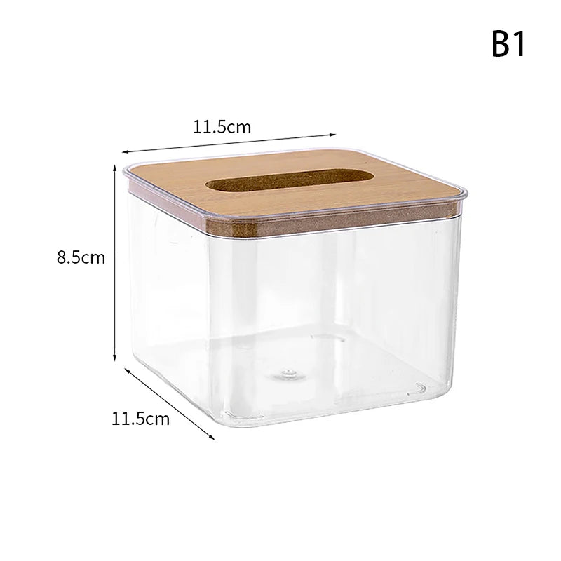boîte mouchoirs moderne plastique transparent texture bois papier toilette élégant rangement salon