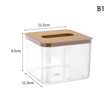 boîte mouchoirs moderne plastique transparent texture bois papier toilette élégant rangement salon