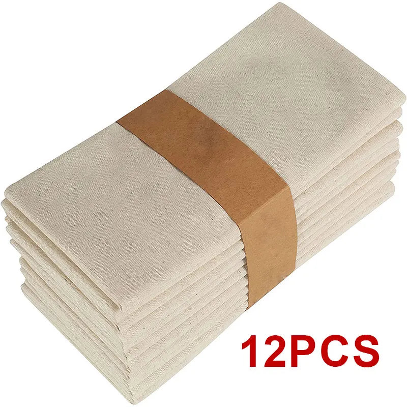 serviettes tissu beige rustiques pack 10pcs 45x45cm tissage artisanal maison restaurant