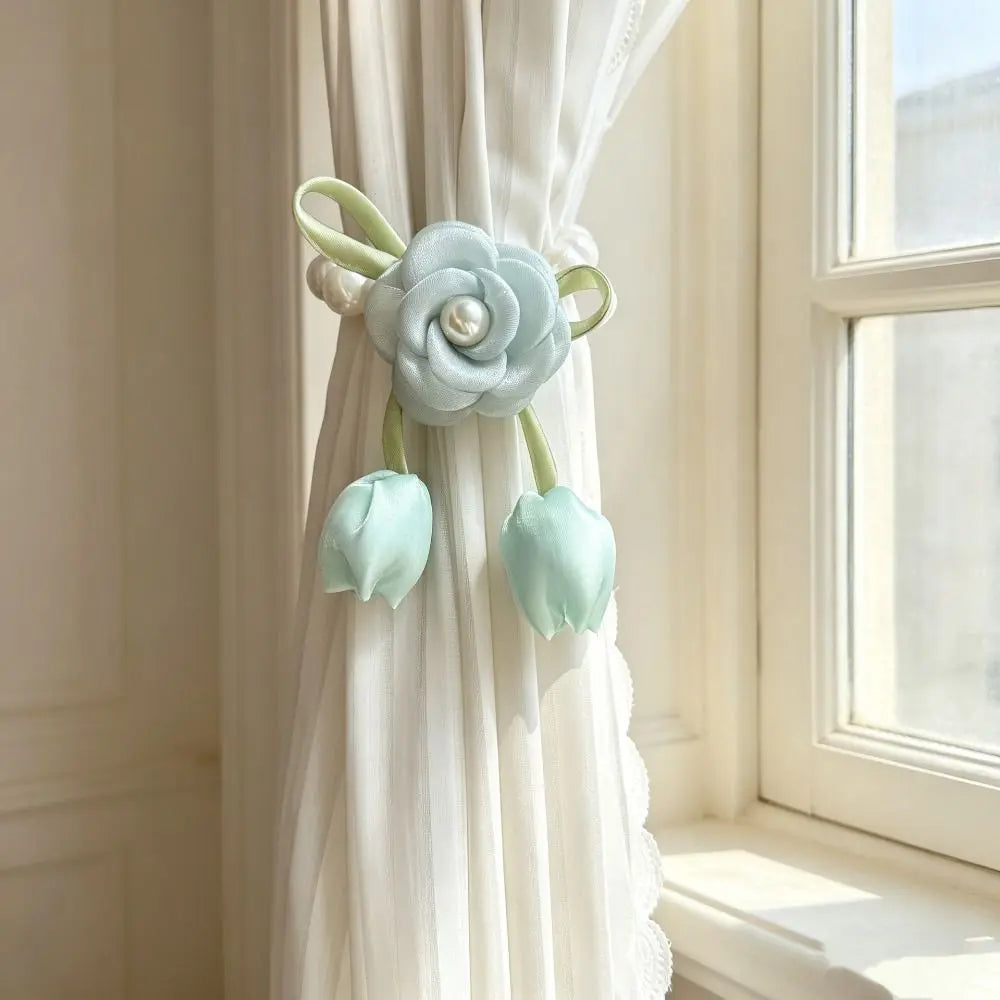 accessoires fenetre decoratifs fleurs rouge blanc bleu noir vert violet 25cm anneaux métalliques