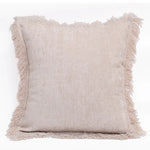 taies d'oreiller carrées modernes couleurs marron rose beige franges coton polyester